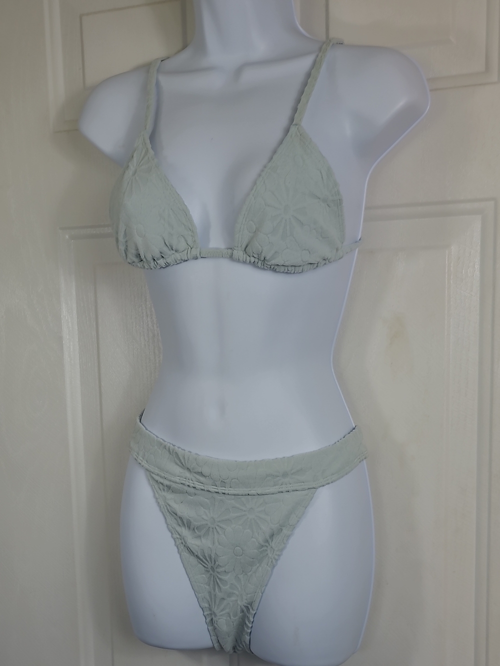 PacSun Floral Lace Triangle Bikini Set - Sage Green